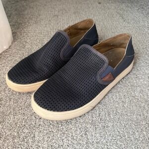 Olukai Pehuea Women's Navy Mesh Slip‎ On Casual Comfort Shoes US 8.5 EU 38.5